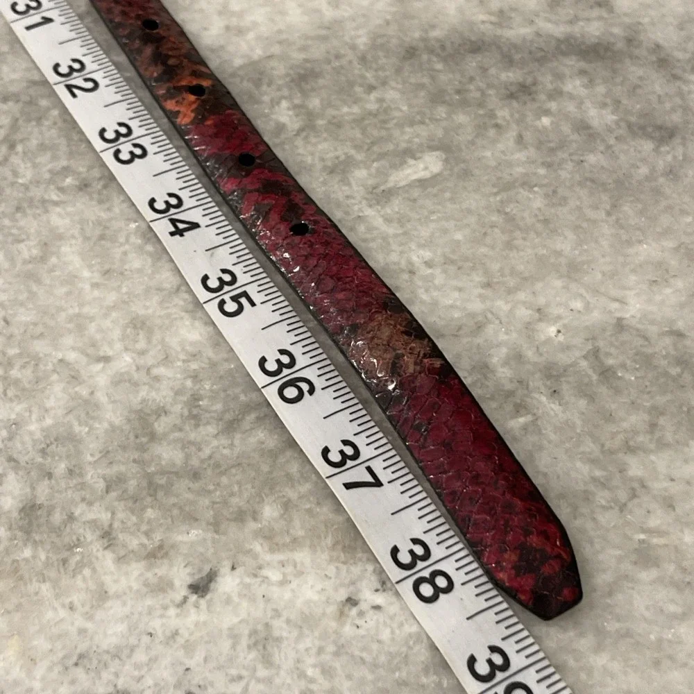 Brighton Snake Belt Womens Size 34 Large Floral Burgundy Python Skinny USA
